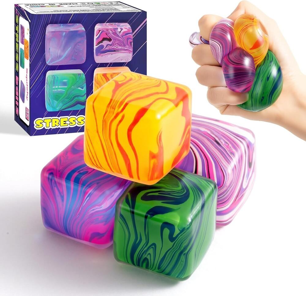 🔥4pk Squishy Fidget Toys Stress Cube Squishies Slow Rising Stress Cubes BNWT🔥